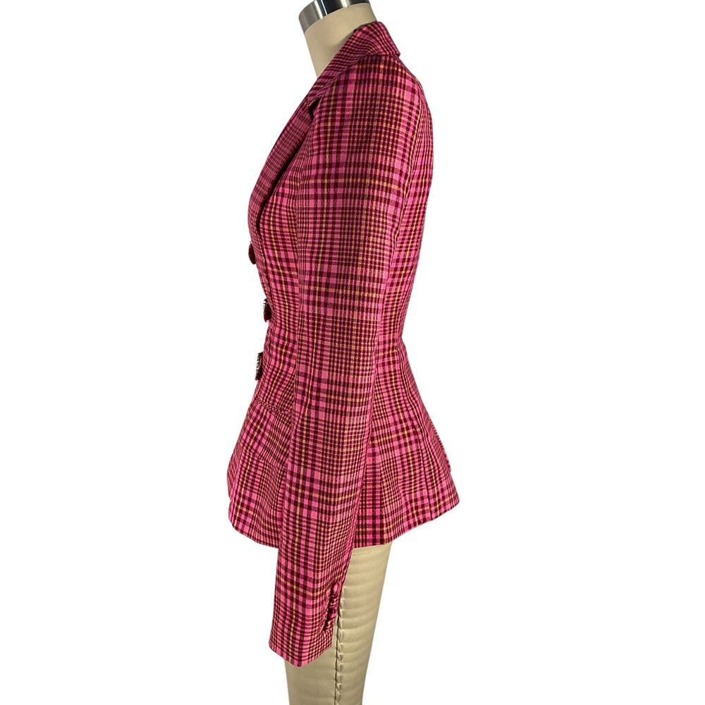 Area Tailored Pink Crystal Buckle Hourglass Blazer Size 2 - Picture 3 of 6